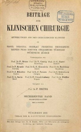 Beiträge zur klinischen Chirurgie. 16. 1896