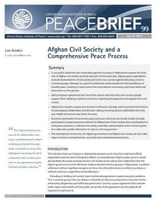 Afghan civil society and a comprehensive peace process