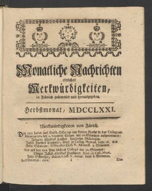 Herbstmonat, MDCCLXXI