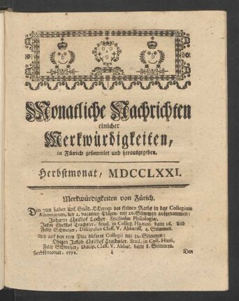 Herbstmonat, MDCCLXXI