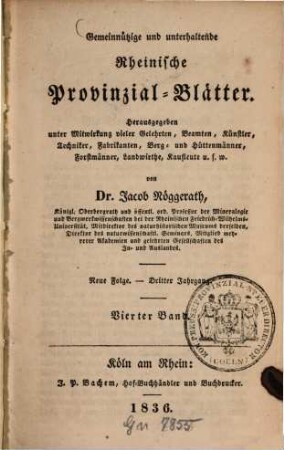 Gemeinnützige und unterhaltende rheinische Provinzial-Blätter, 3. 1836, Nr. 4