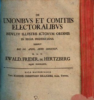 De unionibus et comitiis electoralibus