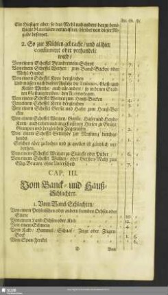 Cap. III. Vom Banck- und Hauß-Schlachten