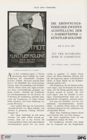 Die Eröffnungsfeier der zweiten Ausstellung der Darmstädter Künstler-Kolonie: Am 16. Juli 1904 Auf der Mathildenhöhe zu Darmstadt