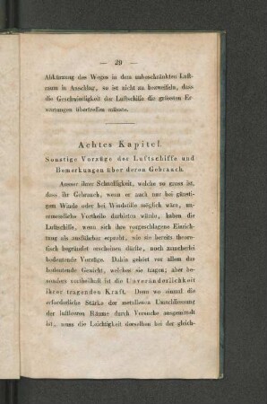 Achtes Kapitel. Sonstige Vorzüge der Luftschiffe und Bemerkungen über deren Gebrauch.