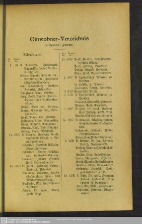 Häuserbuch : Einwohner-Verzeichnis (Straßenweise geordnet)
