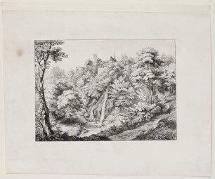 Stift Neuburg von Osten mit kleinem Wasserfall