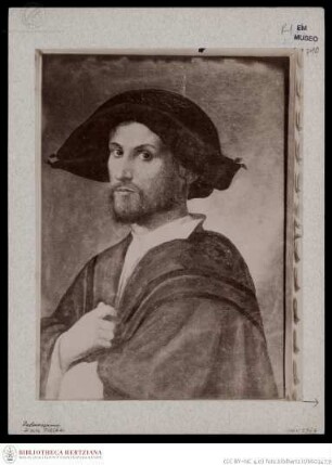 Bildnis eines Mannes im Dreiviertelprofil mit schwarzem Hut (Porträt des Cesare Borgia?)