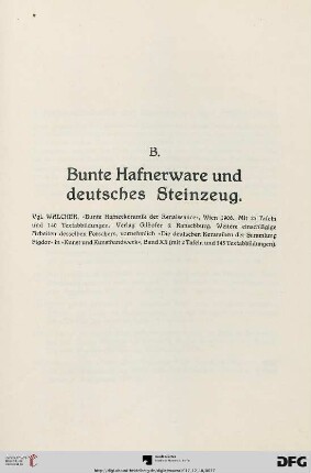 B. Bunte Hafnerware und deutsches Steinzeug (Nr. 155-304)