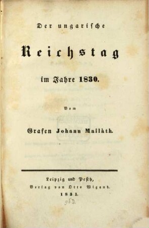 Der ungarische Reichstag im Jahre 1830