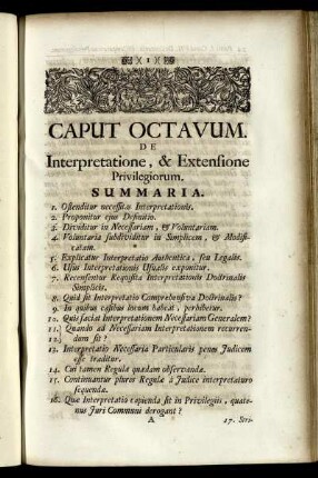 Caput Octavum. De Interpretatione, & Extensione Privilegiorum.