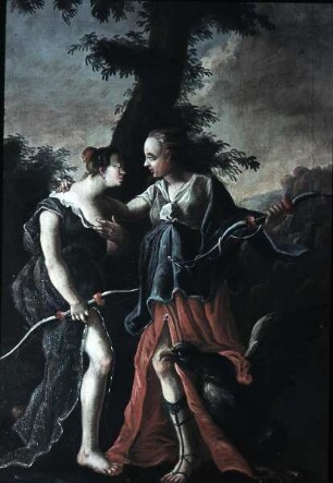 Großes Fremdenzimmer: Jupiter mit dem Adler überlistet Callisto in der Gestalt der Diana (Ovid Met. II 401-550)