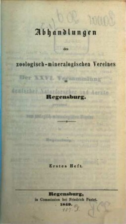 Abhandlungen des Zoologisch-Mineralogischen Vereines in Regensburg, 1