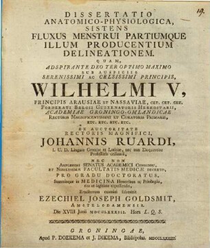 Diss. anat.-physiol. sistens fluxus menstrui partiumque illum producentium delineationem