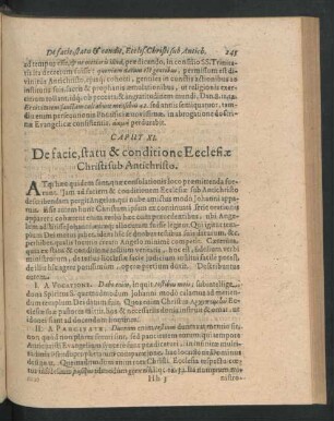 Caput XI. De facie, statu & conitione Ecclesiae Christi sub Antichristo.