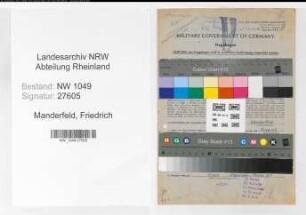Entnazifizierung Friedrich Manderfeld , geb. 12.03.1902 (Bahnsekretaer)