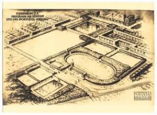 Spiel- und Sportanlagen Südstadt, Hindenburg: Freiflächen der Südstadt, Spiel- und Sportanlagen: perspektivische Ansicht