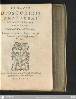 Pedacii Dioscoridis Anazarbaei De Materia medica : libri V