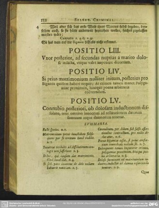Positio LIV. Si prius matrimonium nulliter initium, posterius pro Bigamia quidem haberi nequit; At crimen tamen manet Polygamiae proximum, hincque poena arbitraria coercendum