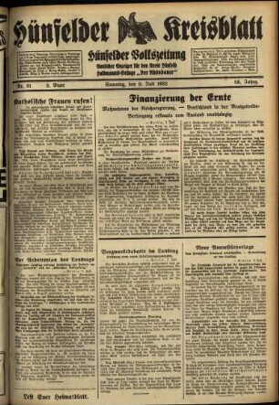 Zweite Ausgabe vom Samstag, den 09. Juli 1932.