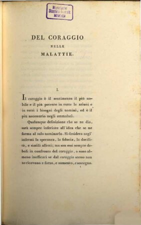 Del Coraggio nelle malattie Trattato