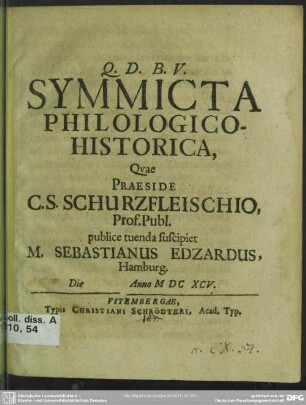 Symmicta philologico-historica