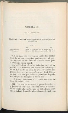 Chapitre VII. De la poursuite
