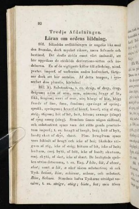 Tredje Afdelningen. Läran om ordens bildning.