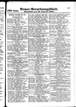 800. Ausgabe. Montag, 22. November 1915