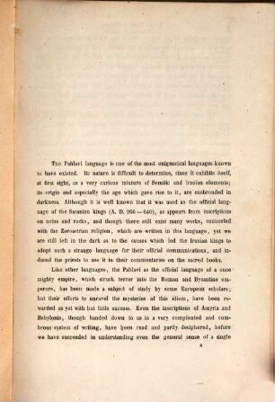 Essay on the Pahlavi language