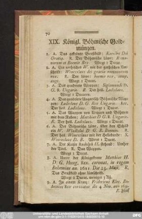 XIX. Königl. Böhmische Goldmünzen.