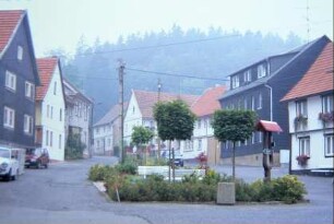 Dorfplatz mit Grünanlage; Häuser
