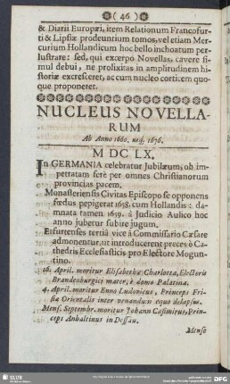 Nucleus Novellarum : Ab Anno 1660. usq[ue] 1676