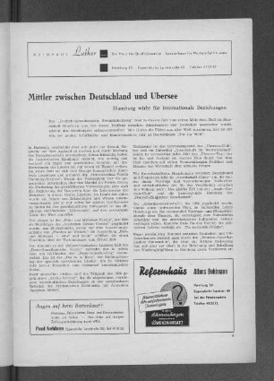 Mittler zwischen Deutschland und Übersee