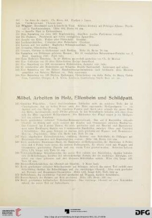 Möbel, Arbeiten in Holz, Elfenbein und Schildpatt (Nr. 565-729)
