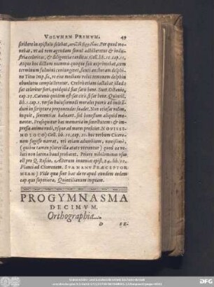 Progymnasma Decimum. Orthographia. Septimius, Anselmus.