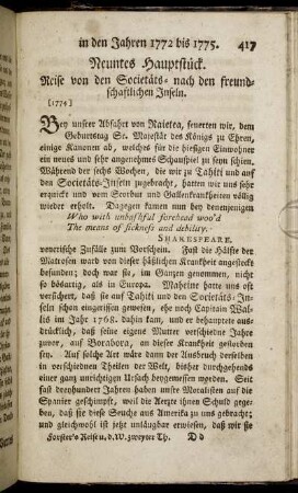 Neuntes Hauptstück. Reise von den Societäts- nach den freundschaftlichen Inseln