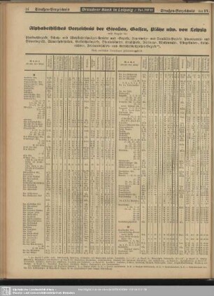 Alphabethisches Verzeichnis der Straßen, Gassen, Plätze usw. von Leipzig