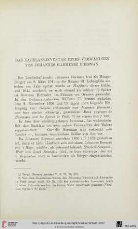 Das Nachlass-Inventar eines Verwandten von Johannes Harmensz Borsman