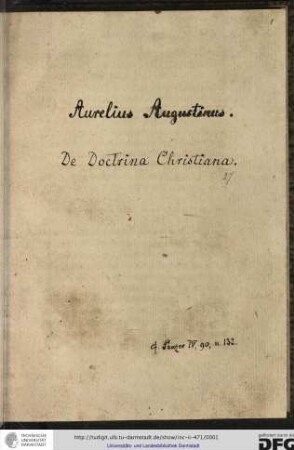 Aurelius Augustinus. De doctrina christiana.