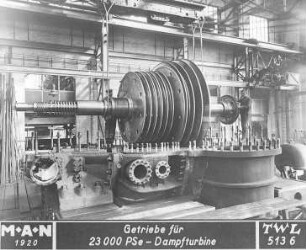 Getriebe für eine 23000-PS-Dampfturbine (MAN), 1920 : Technikgeschichte | Maschinenbau | Kraftmaschinen | Dampfturbinen