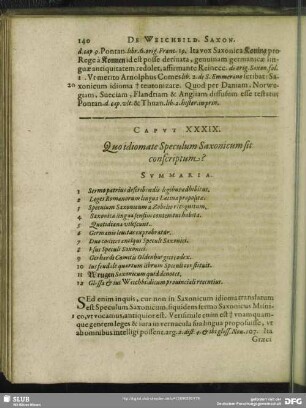 Caput XXXIX. Quo idiomate Speculum Saxonicum sit conscriptum?
