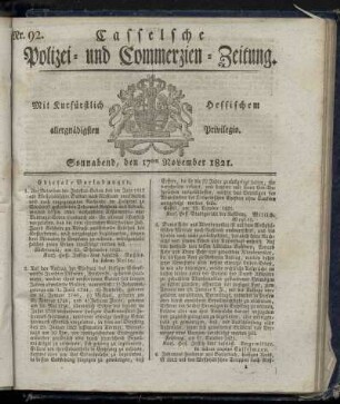 Nr. 92, Sonnabend den 17ten November. 1821