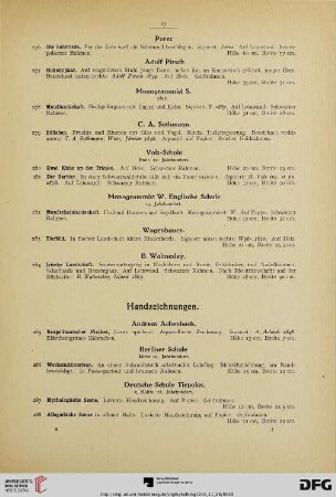 Handzeichnungen und Graphik (Nr. 285-296)