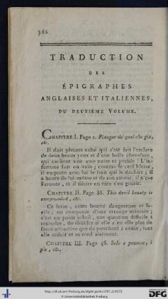 Traduction Des Épigraphes Anglaises Et Italiennes, Du Deuxième Volume.
