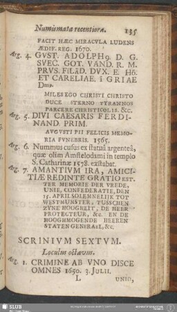 Scrinium Sextum. [Numismata recentiora]