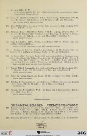 Gesamtausgaben, Fremdsprachige (Nr. 215-235)