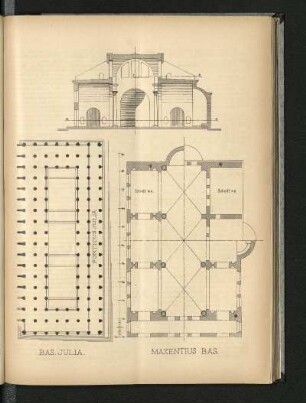 Basilika Julia. Maxentius Basilika. Grundriss, Schnitt