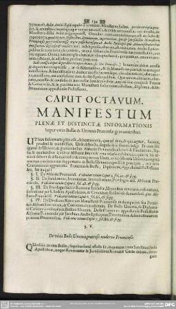 Caput Octavum. Manifestum Plenae Et Distinctae Informationis Super vitiis Bullae & Unionis Praetensae gravaminibus