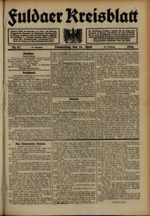 Ausgabe vom Donnerstag, den 16. April 1914.